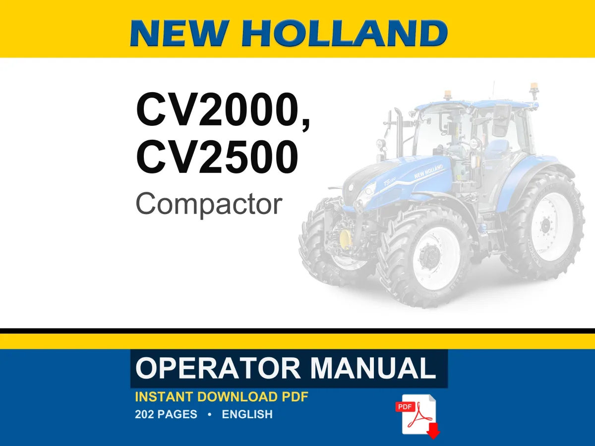 New Holland CV2000, CV2500 Compactor Operator Owners Operation Manual | Instant PDF Download cover