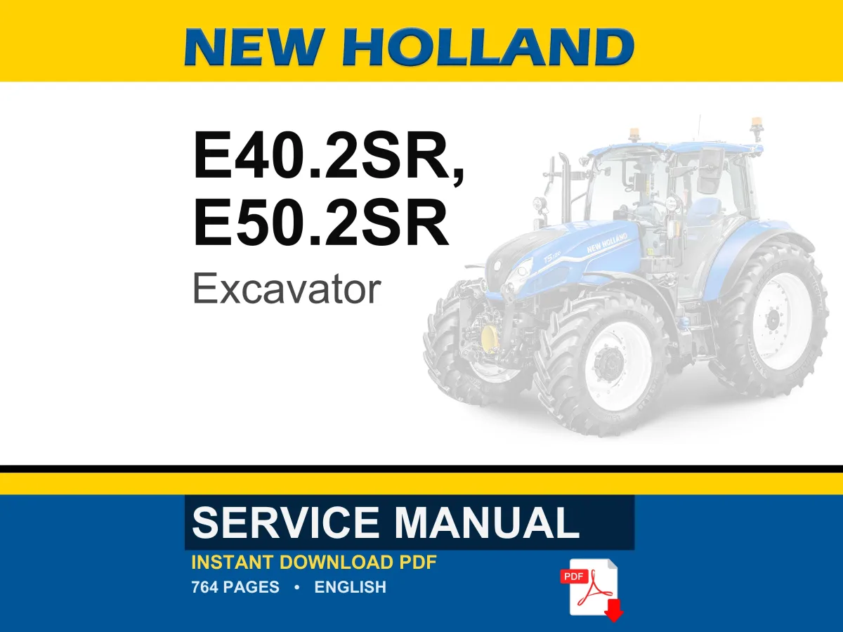 New Holland E40.2sr, E50.2SR Excavator Service Repair Workshop Manual PDF | Instant PDF Download cover