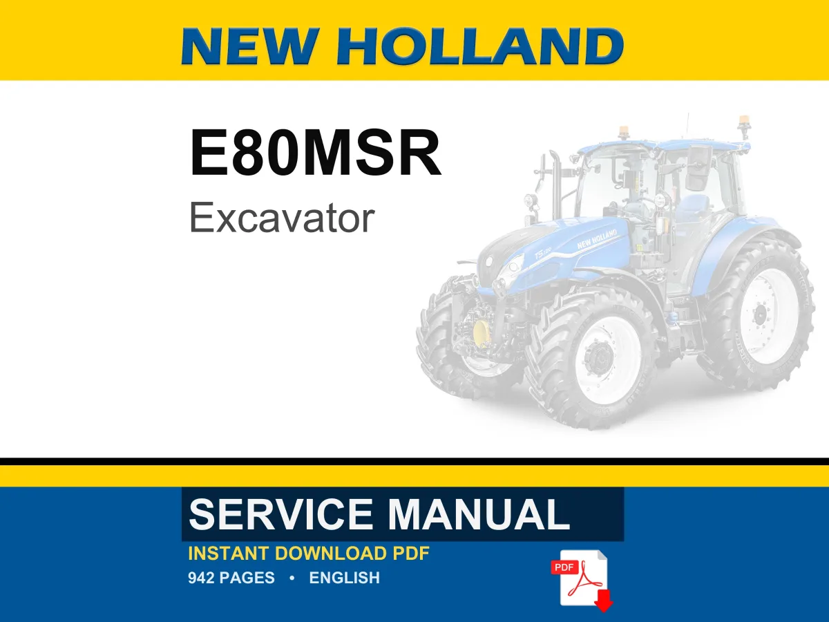 New Holland E80MSR Excavator Service Repair Workshop Manual | Instant PDF Download cover