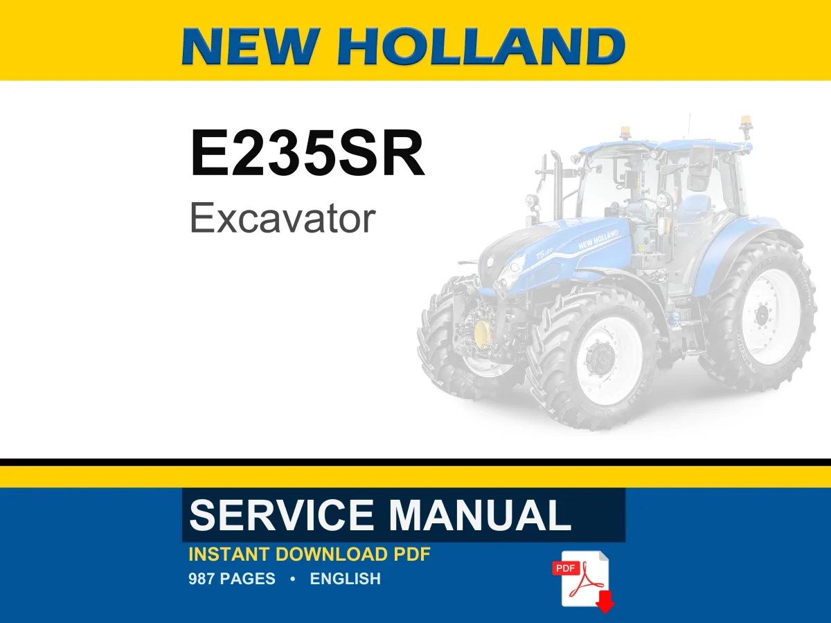 New Holland E235SR Excavator Service Repair Workshop Manual | Instant PDF Download cover