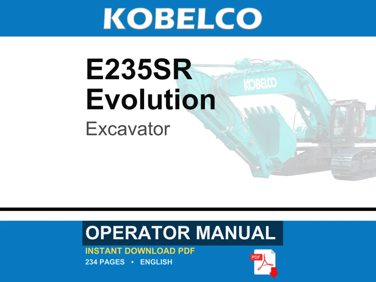 Fiat Kobelco E235SR Evolution Excavator Operator Owners Operation Manual | Instant PDF Download cover