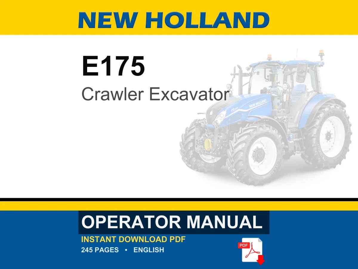 New Holland E175 Crawler Excavator Operator Owners Operation Manual | Instant PDF Download cover