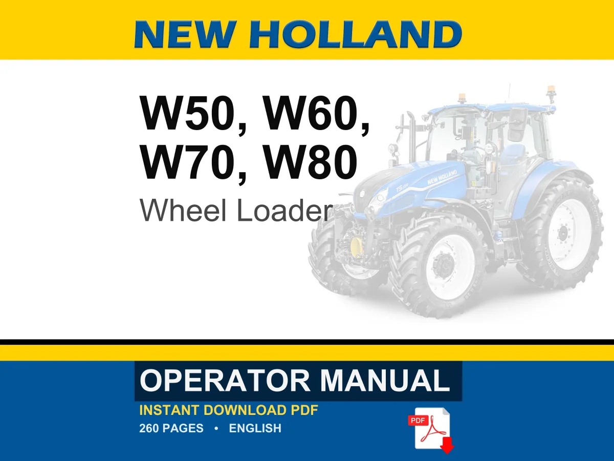 New Holland W50, W60, W70, W80 Wheel Loader Operator Owners Operation Manual | Instant PDF Download cover