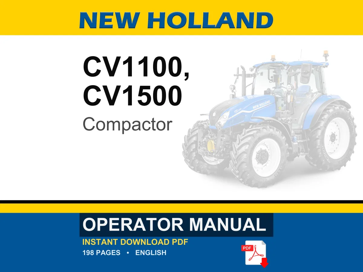 New Holland CV1100, CV1500 Compactors Operator Owners Operation Manual | Instant PDF Download