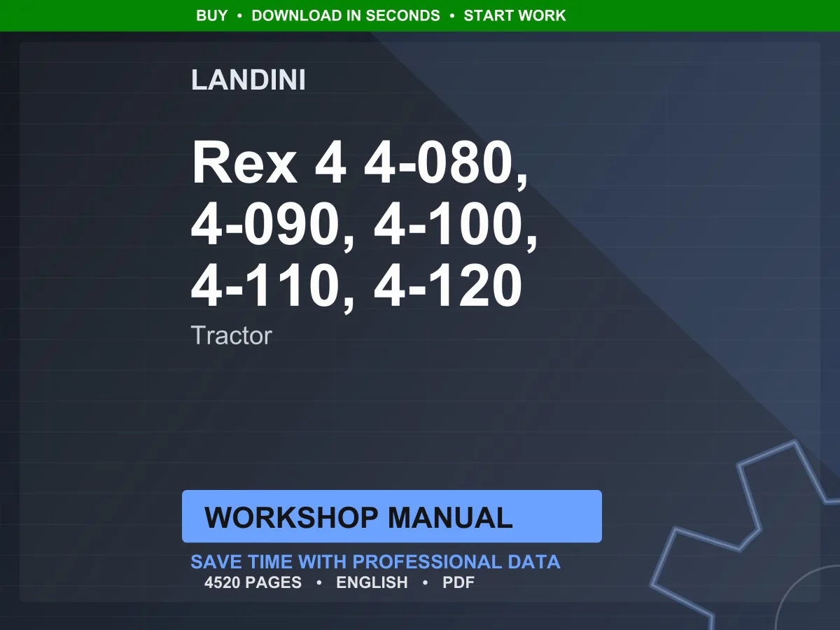 Landini Rex 4 4-080, 4-090, 4-100, 4-110, 4-120 Tractor Workshop Manual PDF - Stage V