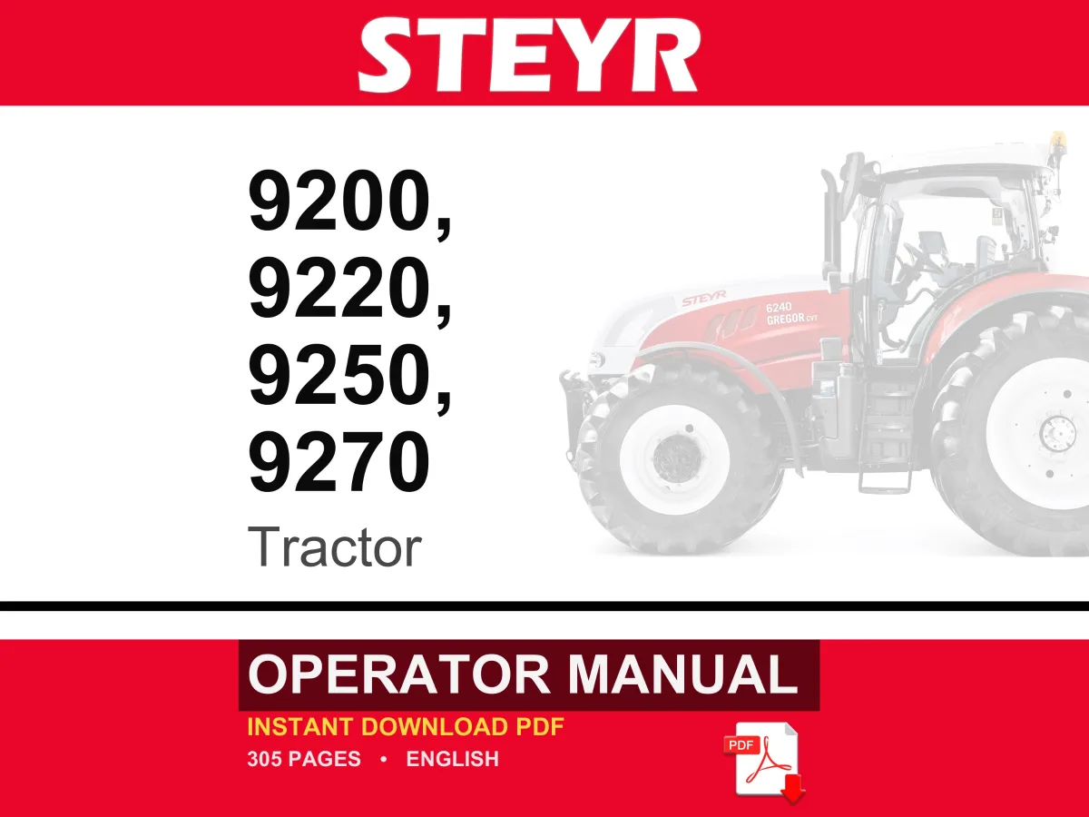 Steyr 9200, 9220, 9250, 9270 Tractor Operator Owners Operation Manual | Instant PDF Download