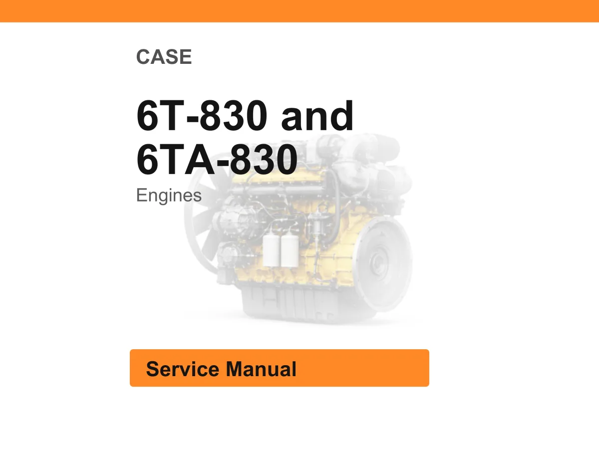 Case 6T-830 And 6Ta-830 Engines Service Manual PDF | Workshop Repair | Instant Download cover
