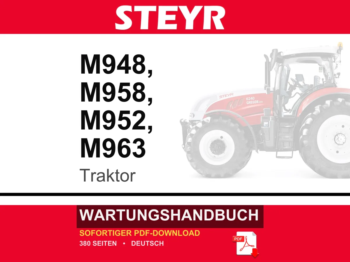 Steyr M948, M958, M952, M963 Traktoren Wartungshandbuch Reparatur Werkstatthandbuch | PDF-Download cover