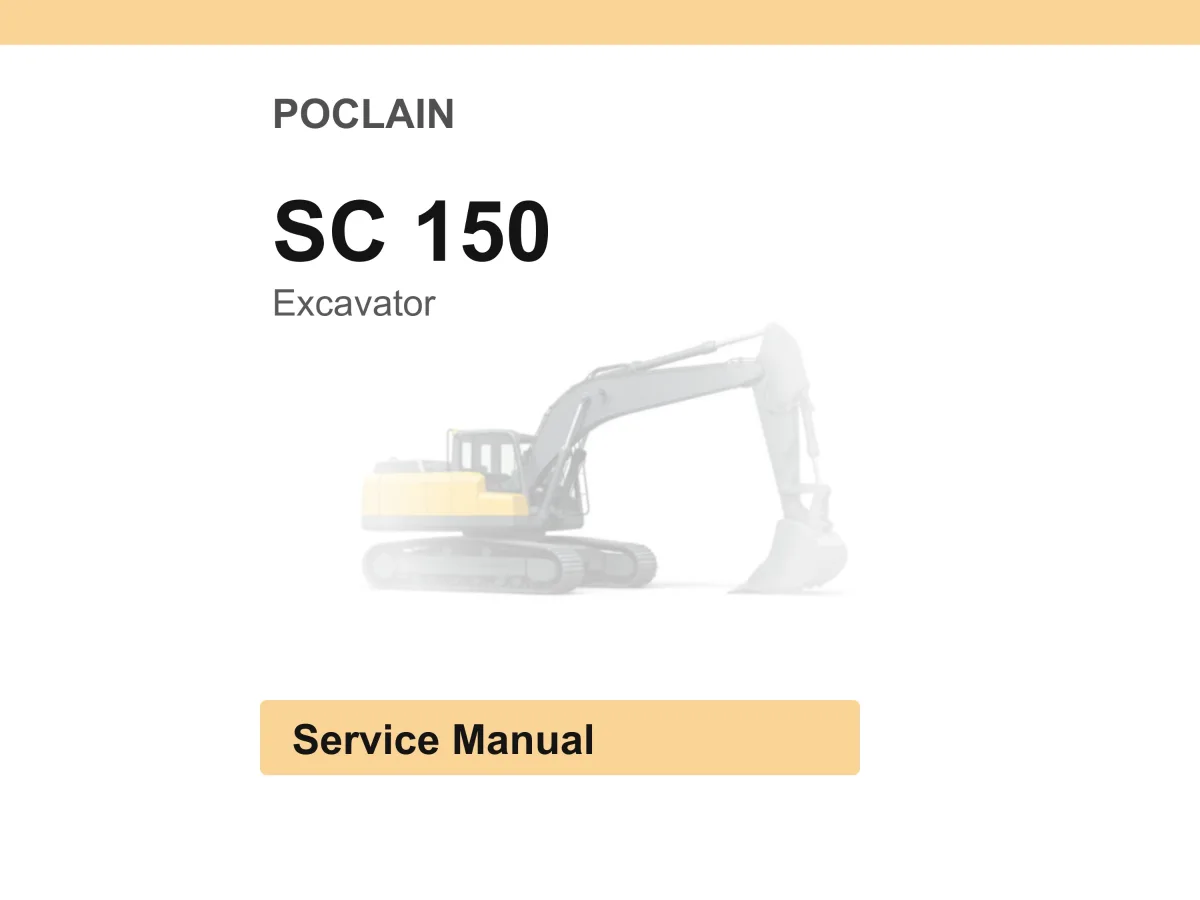 Poclain Sc 150 Excavator Service Manual PDF | Workshop Repair | Instant Download
