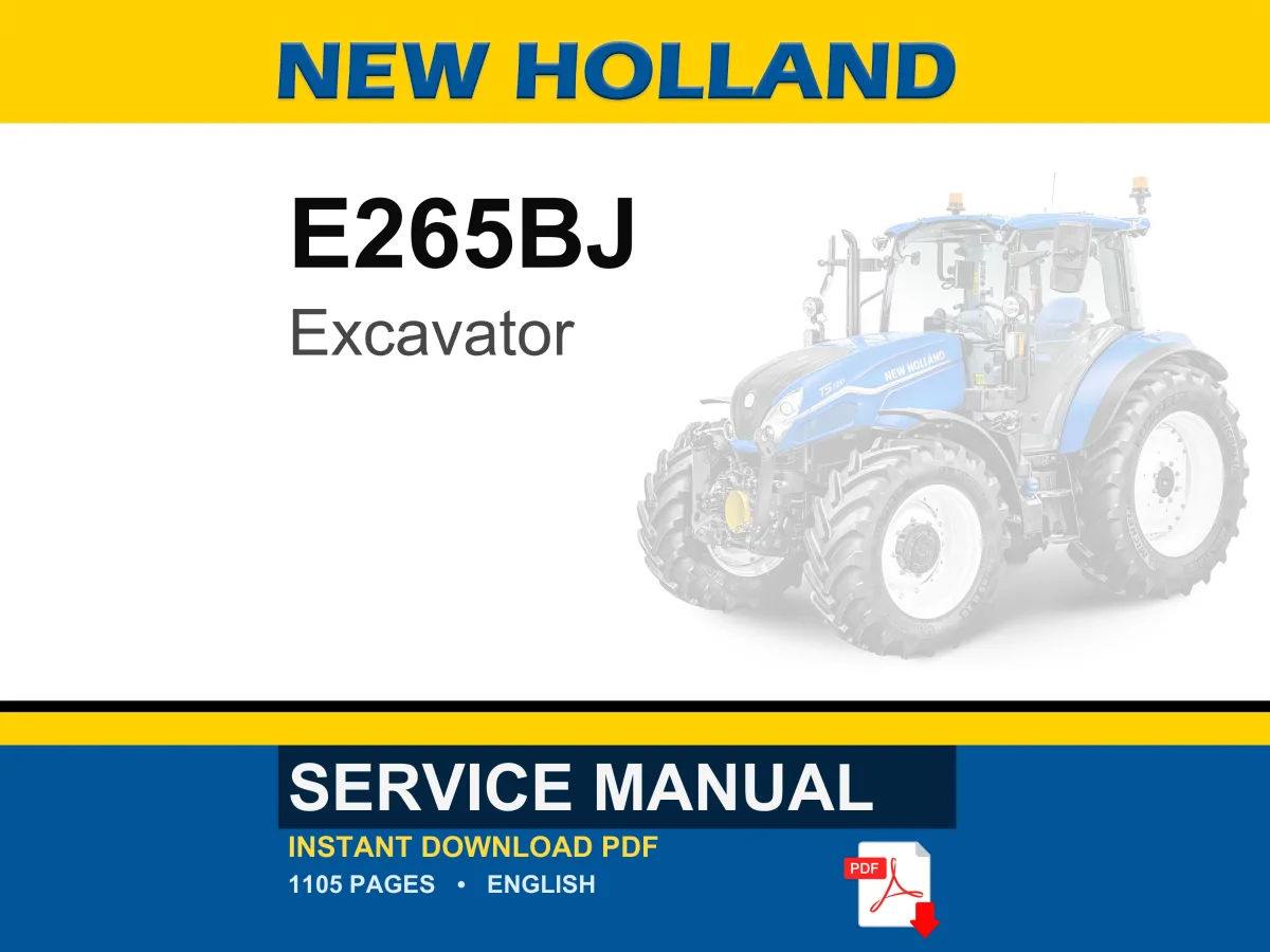 New Holland E265BJ Excavator Service Repair Workshop Manual | Instant PDF Download cover