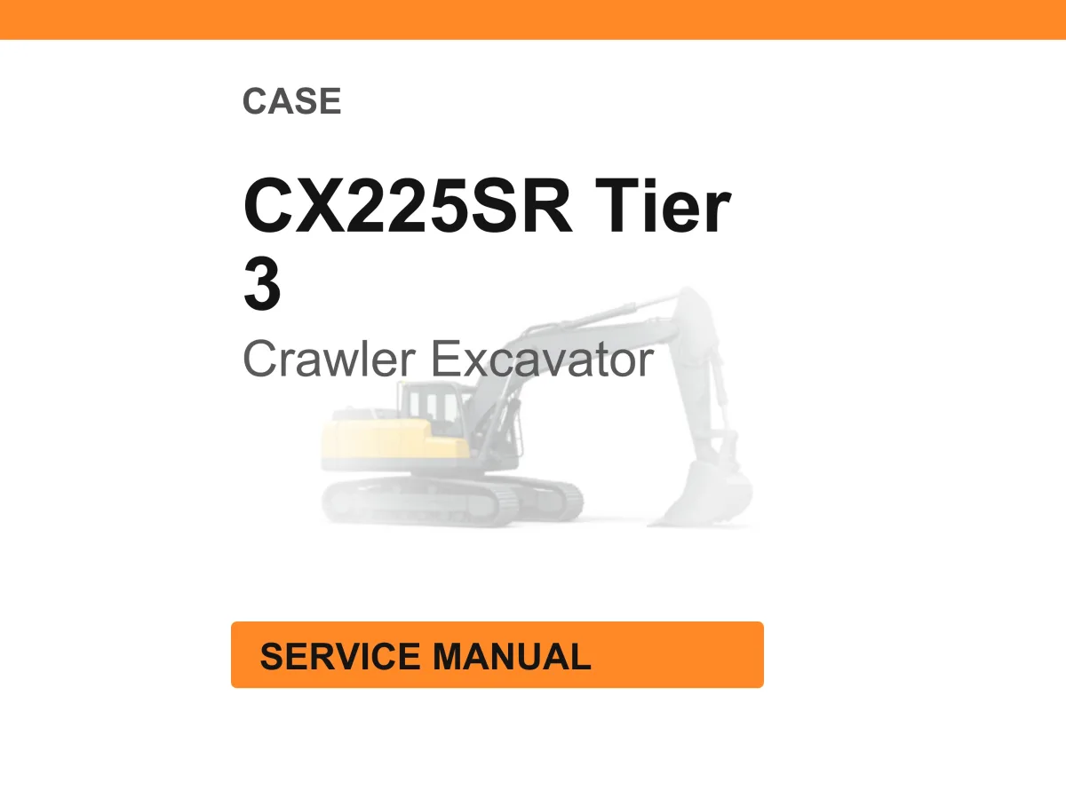 Case Construction CX225SR Tier 3 Crawler Excavator Service Manual PDF cover