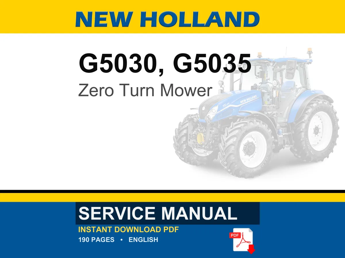 New Holland G5030, G5035 Zero Turn Mower Service Repair Workshop Manual | Instant PDF Download cover