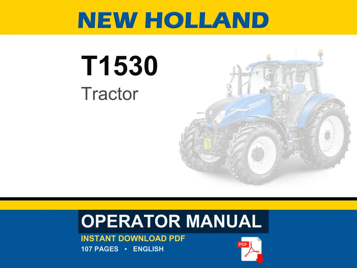 New Holland T1530 Tractor Operator Owners Operation Manual | Instant PDF Download cover