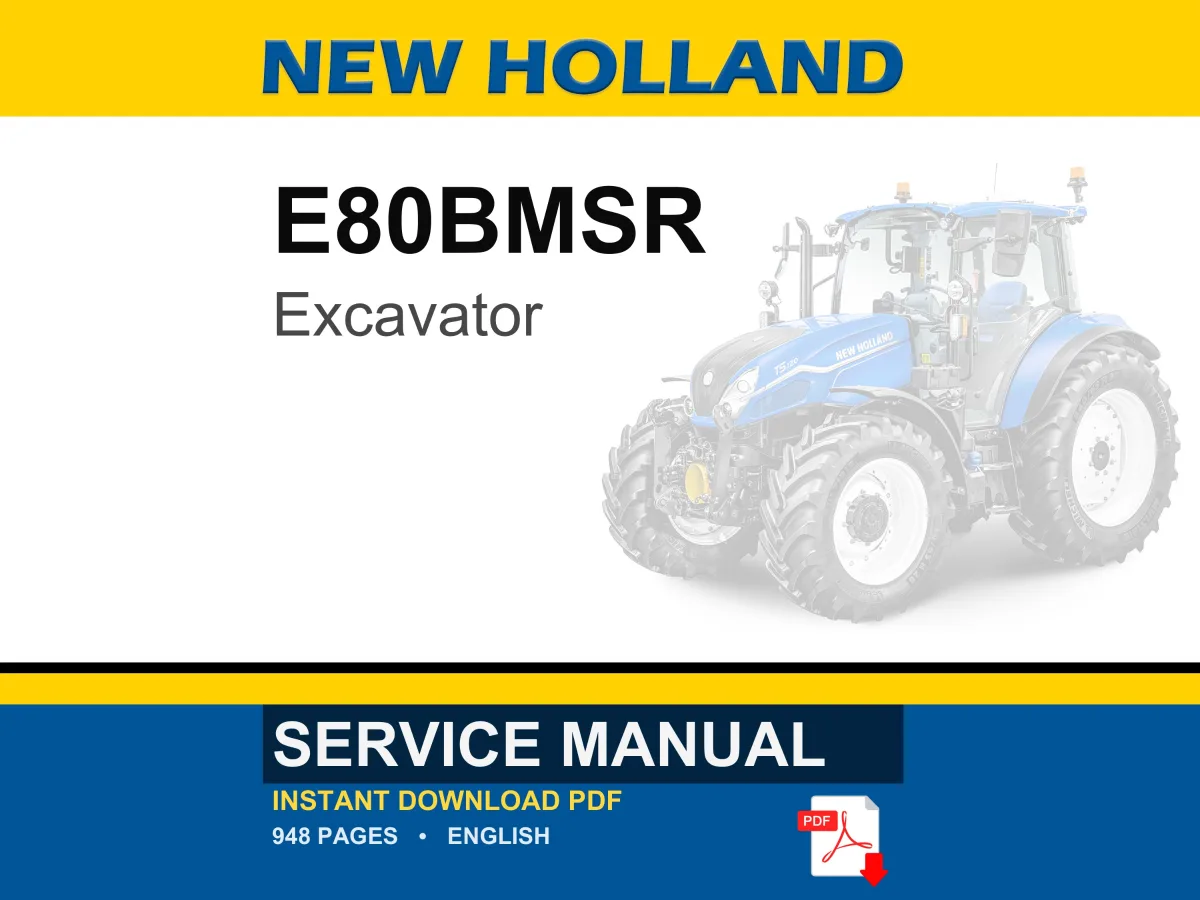 New Holland E80BMSR Excavator Service Repair Workshop Manual | Instant PDF Download cover