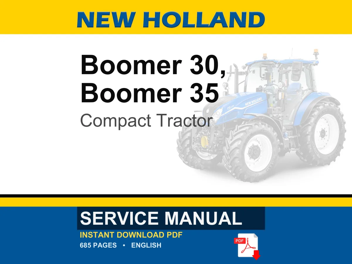 New Holland Boomer 30, Boomer 35 Compact Tractor Service Repair Workshop Manual | Instant PDF Download cover