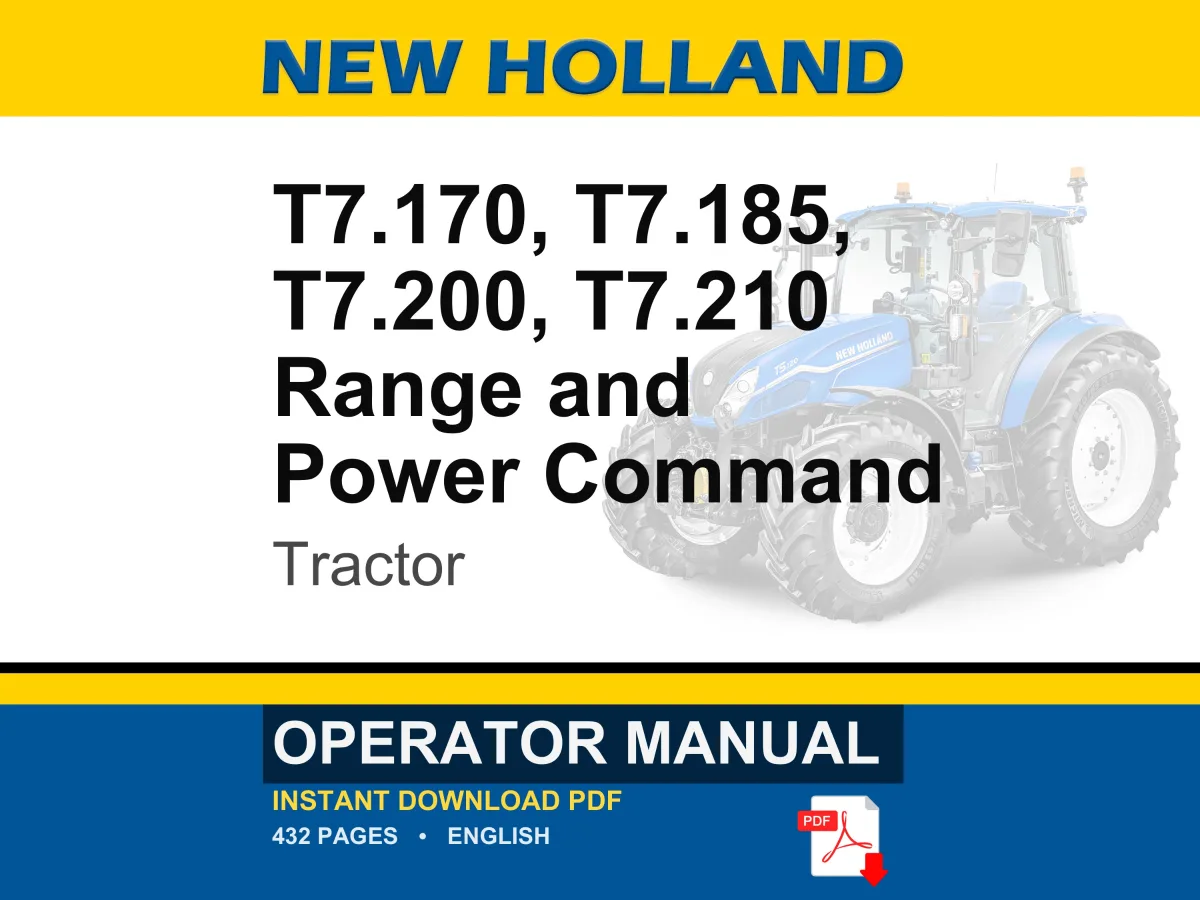 New Holland T7.170, T7.185, T7.200, T7.210 Range and Power Command Tractor Operator Owners Operation Manual | Instant PDF Download cover