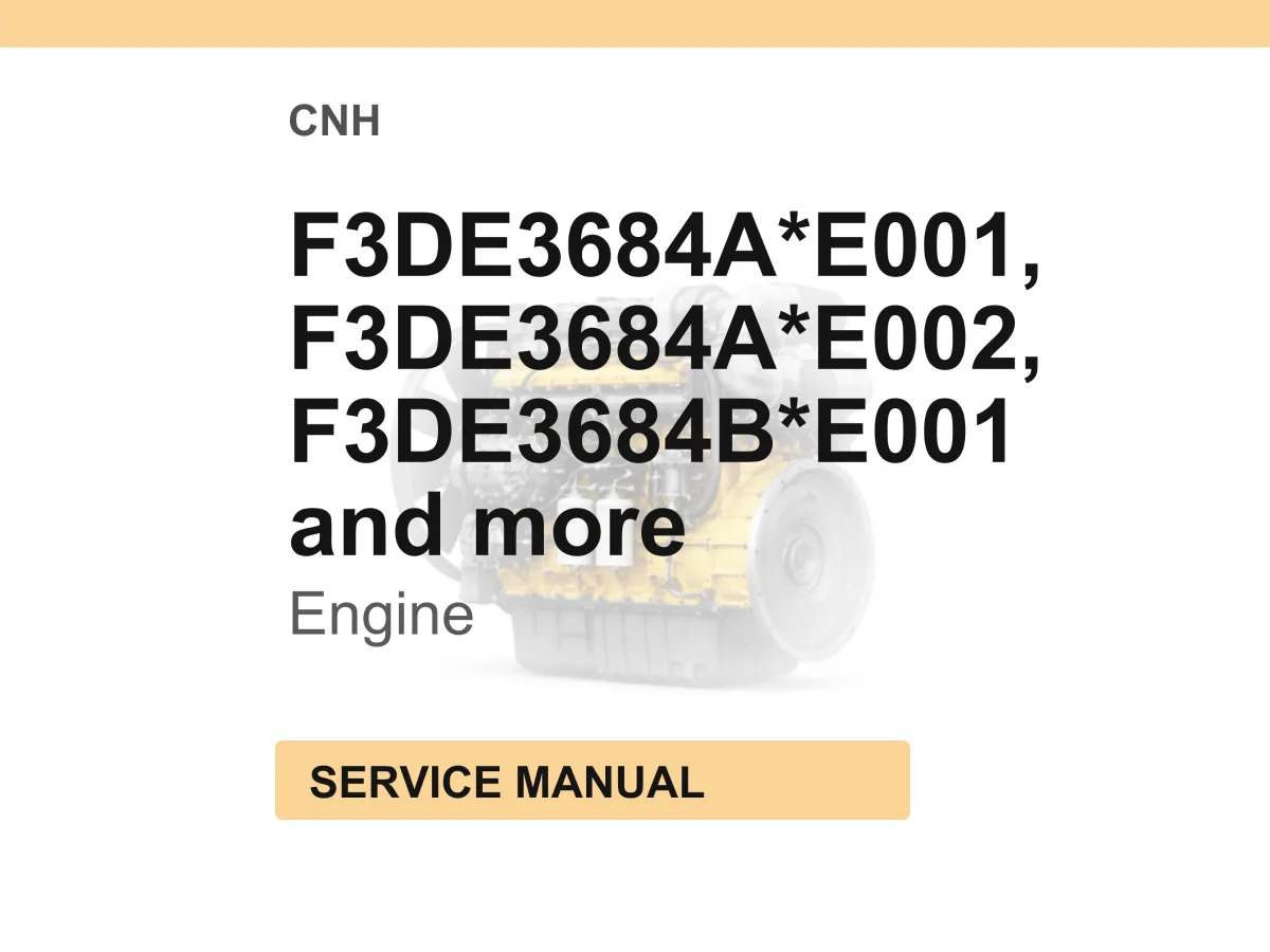 Case Construction F3DE3684A*E001, F3DE3684A*E002, F3DE3684B*E001, F3DE3684B*E002, F3DFA613A*E001 Tier 4a Engine Service Manual