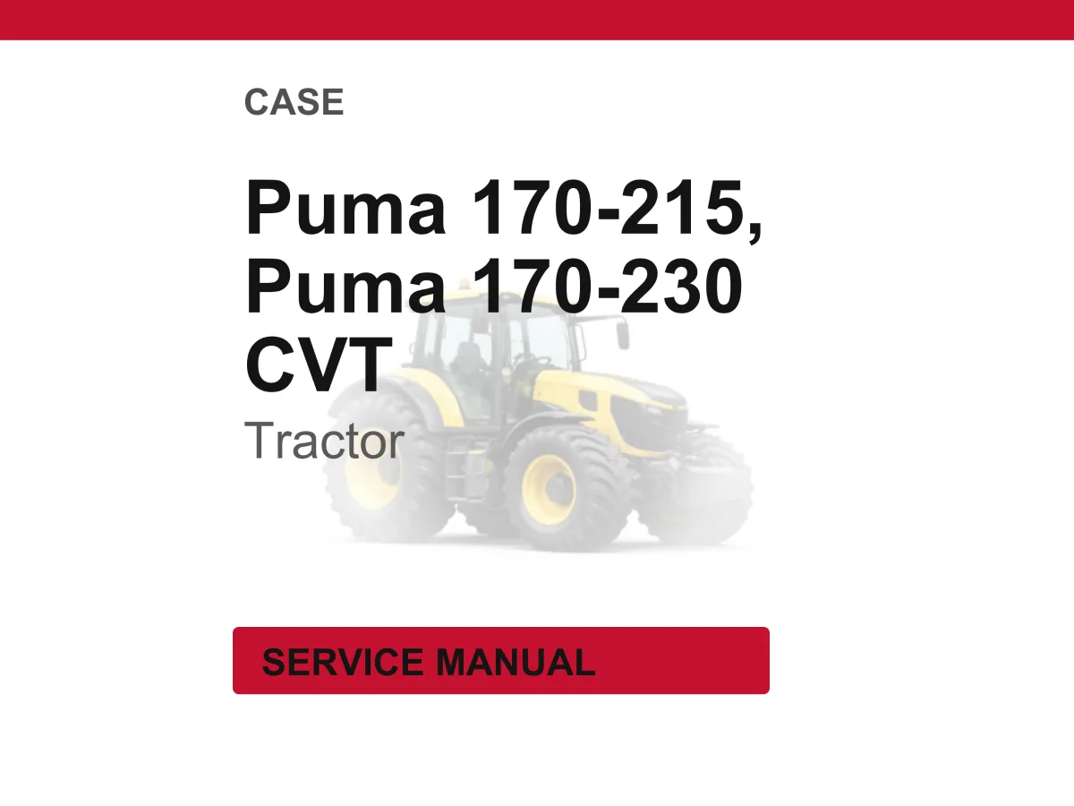 Case Puma 170 - 215 And Puma 170 - 230 Cvt Tractors Service Manual PDF | Workshop Repair | Instant Download cover