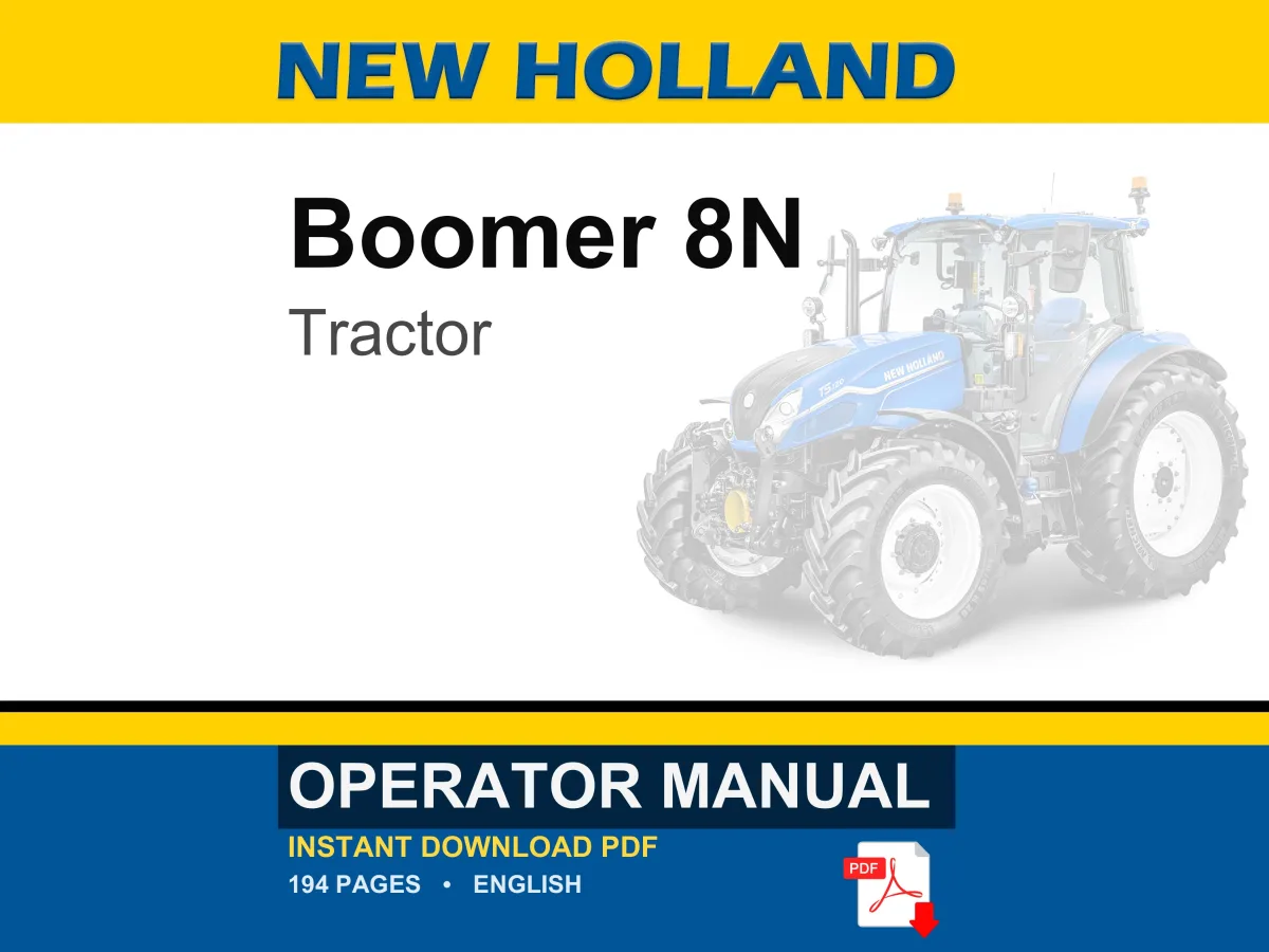 New Holland Boomer 8N Tractor Operator Owners Operation Manual | Instant PDF Download cover