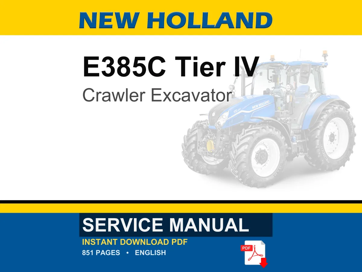 New Holland E385C Tier IV Crawler Excavator Service Repair Workshop Manual | Instant PDF Download cover
