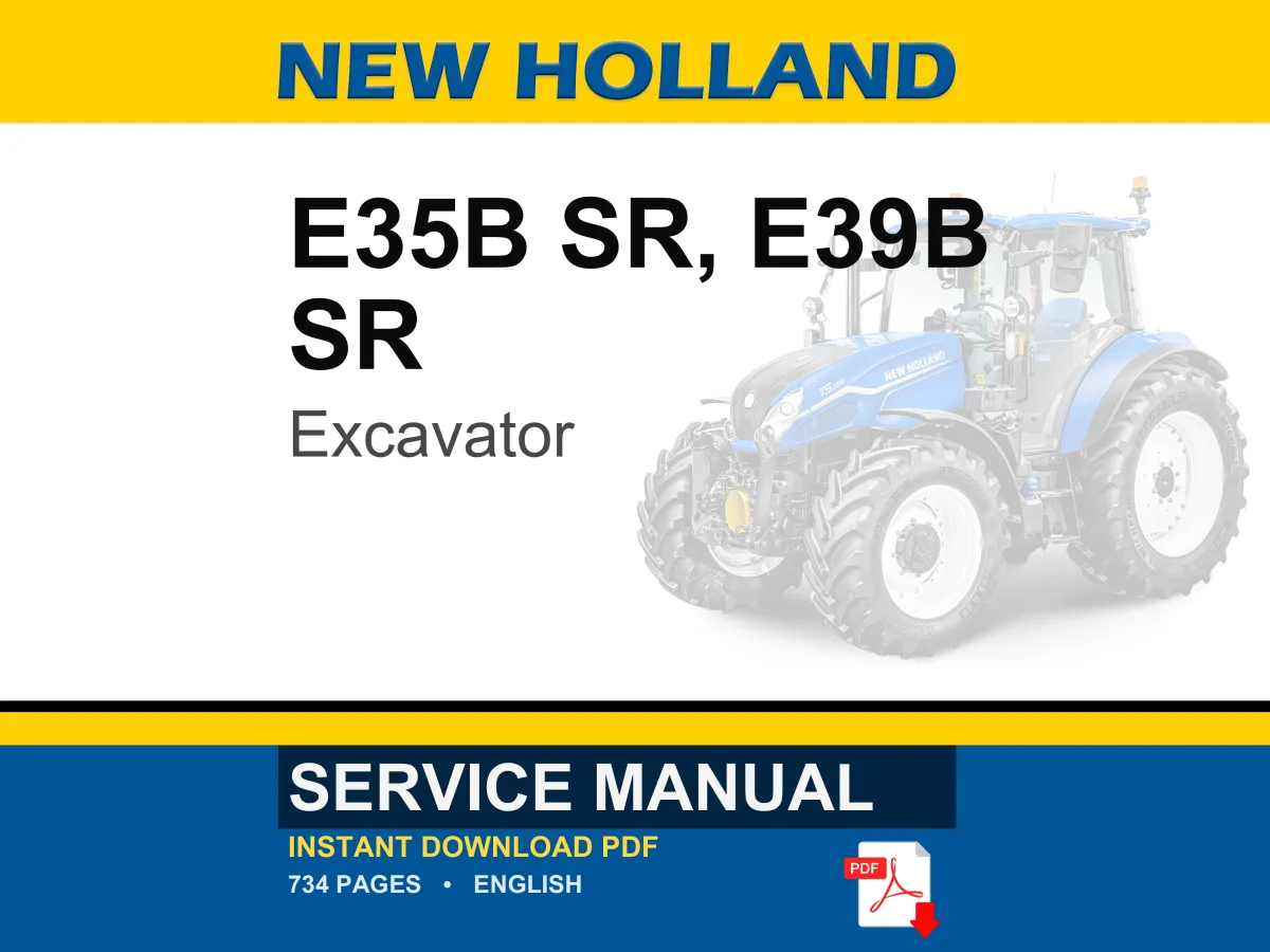 New Holland E35b Sr, E39B SR Excavator Service Repair Workshop Manual | Instant PDF Download cover