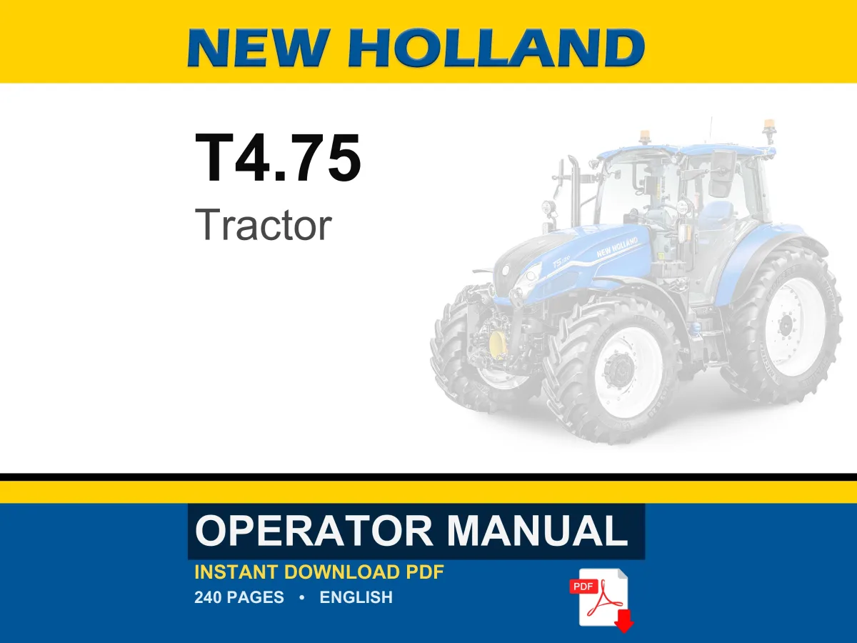 New Holland T4.75 Tractor Operator Owners Operation Manual | Instant PDF Download cover