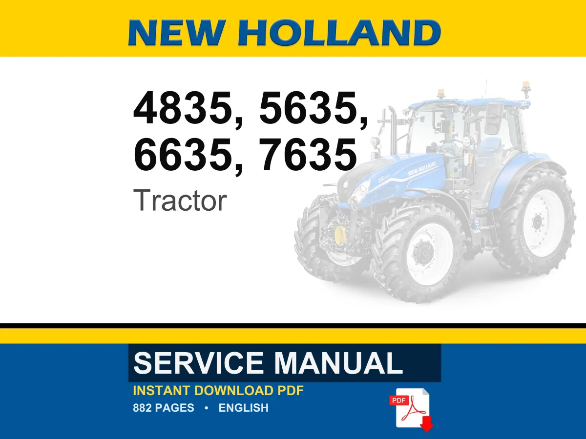 New Holland 4835, 5635, 6635, 7635 35 Series Tractor Service Repair Workshop Manual | Instant PDF Download cover