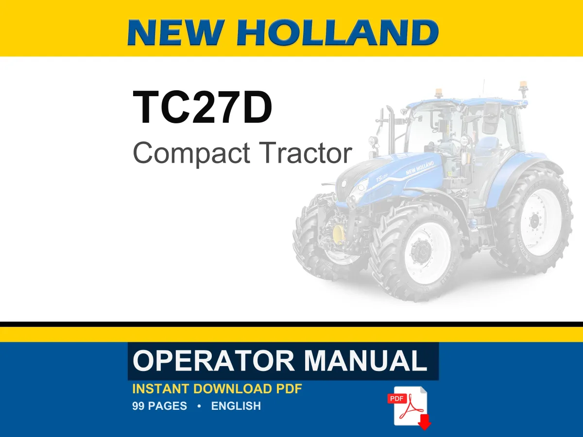 New Holland TC27D Compact Tractor Operator Owners Operation Manual | Instant PDF Download cover