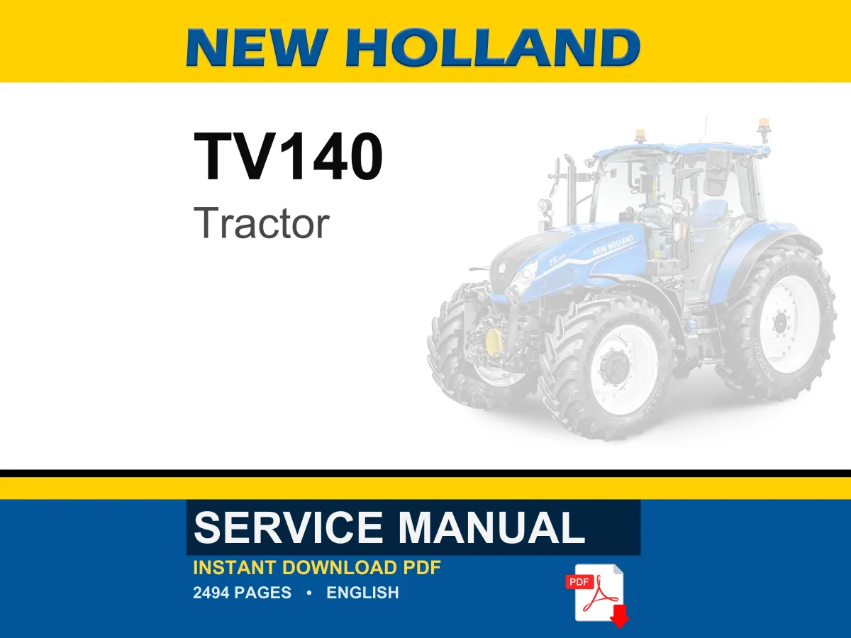 New Holland TV140 Tractor Service Repair Workshop Manual | Instant PDF Download cover