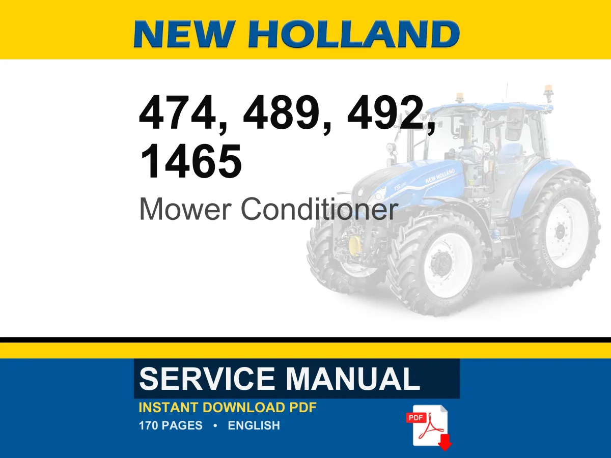 New Holland 474, 489, 492, 1465 Equipment Service Repair Workshop Manual | Instant PDF Download