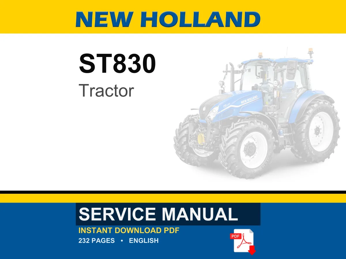 New Holland ST830 Tractor Service Repair Workshop Manual | Instant PDF Download cover