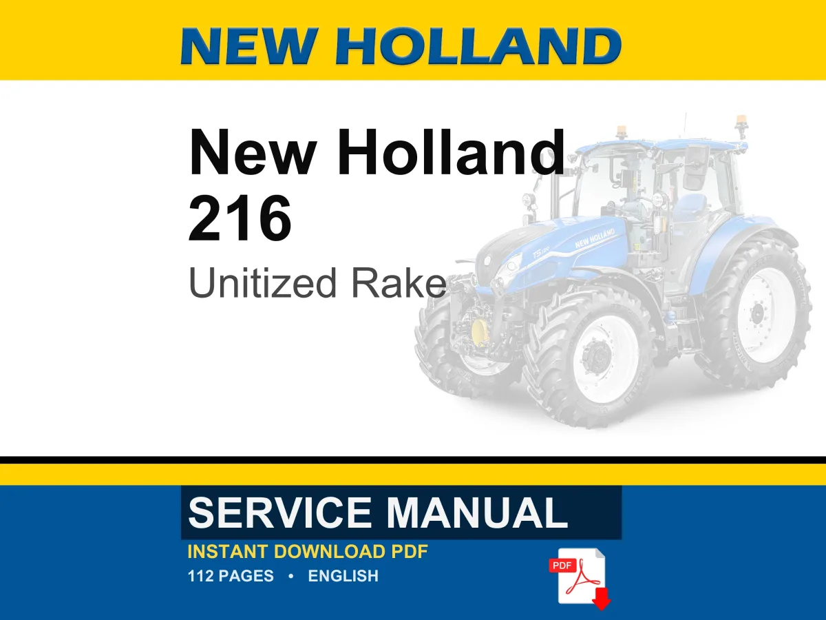 New Holland 216 Unitized Rake Service Repair Workshop Manual PDF | Instant PDF Download cover