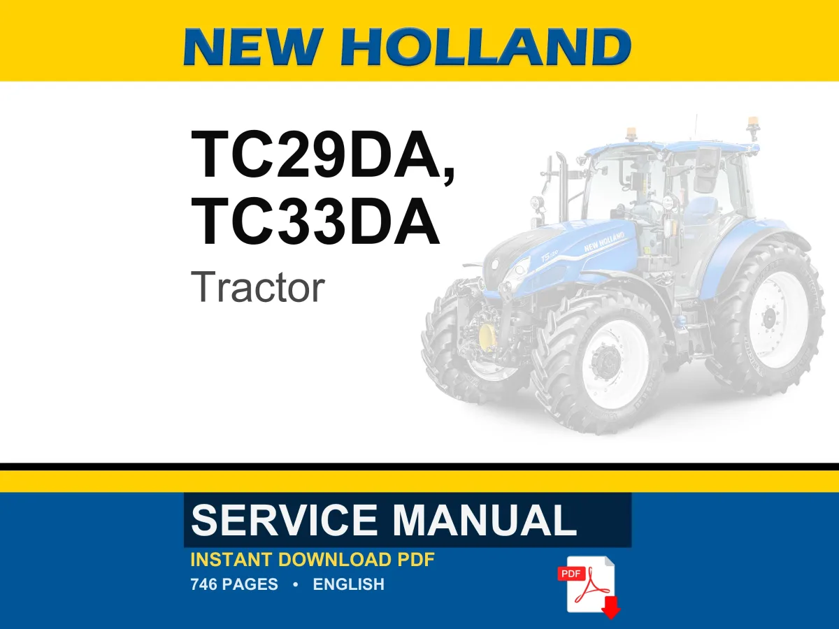 New Holland TC29DA, TC33DA Tractor Service Repair Workshop Manual | Instant PDF Download cover