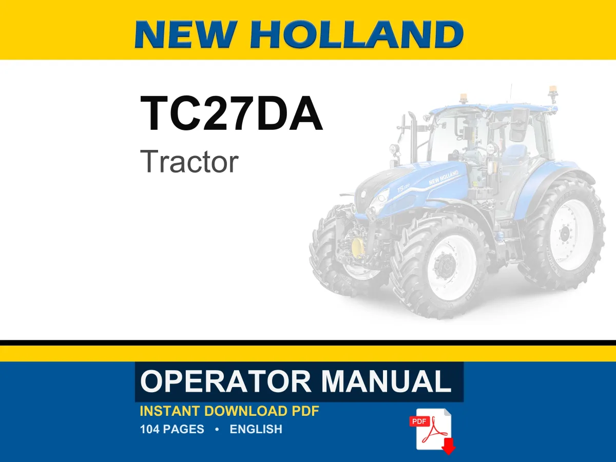 New Holland TC27DA Tractor Operator Owners Operation Manual | Instant PDF Download cover