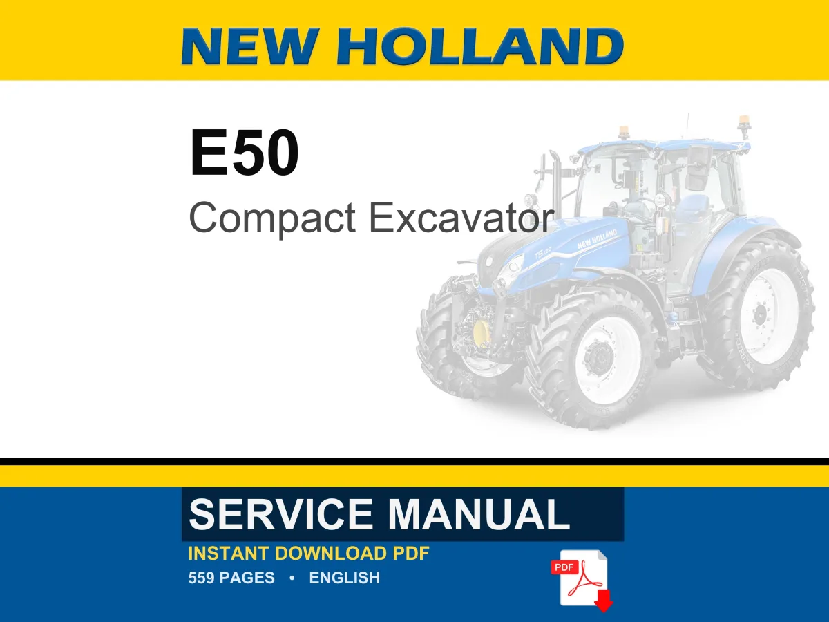 New Holland E50 Compact Excavator Service Repair Workshop Manual | Instant PDF Download cover