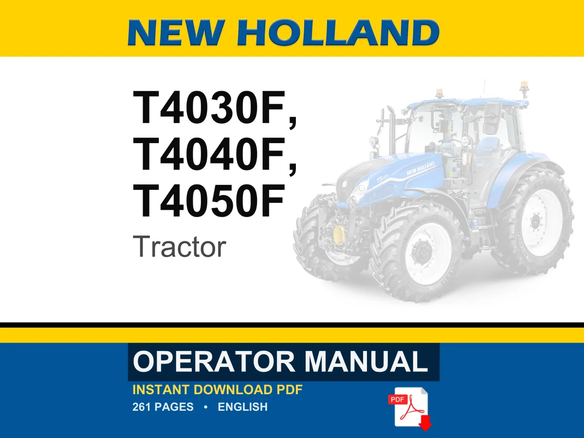 New Holland T4030f, T4040F, T4050F Tractor Operator Owners Operation Manual | Instant PDF Download cover