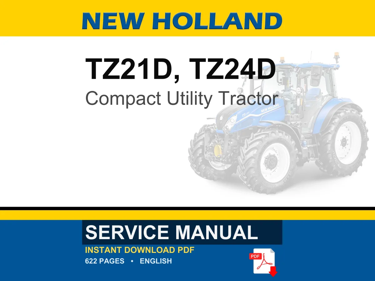New Holland TZ21D, TZ24D Compact Utility Tractor Service Repair Workshop Manual | Instant PDF Download cover
