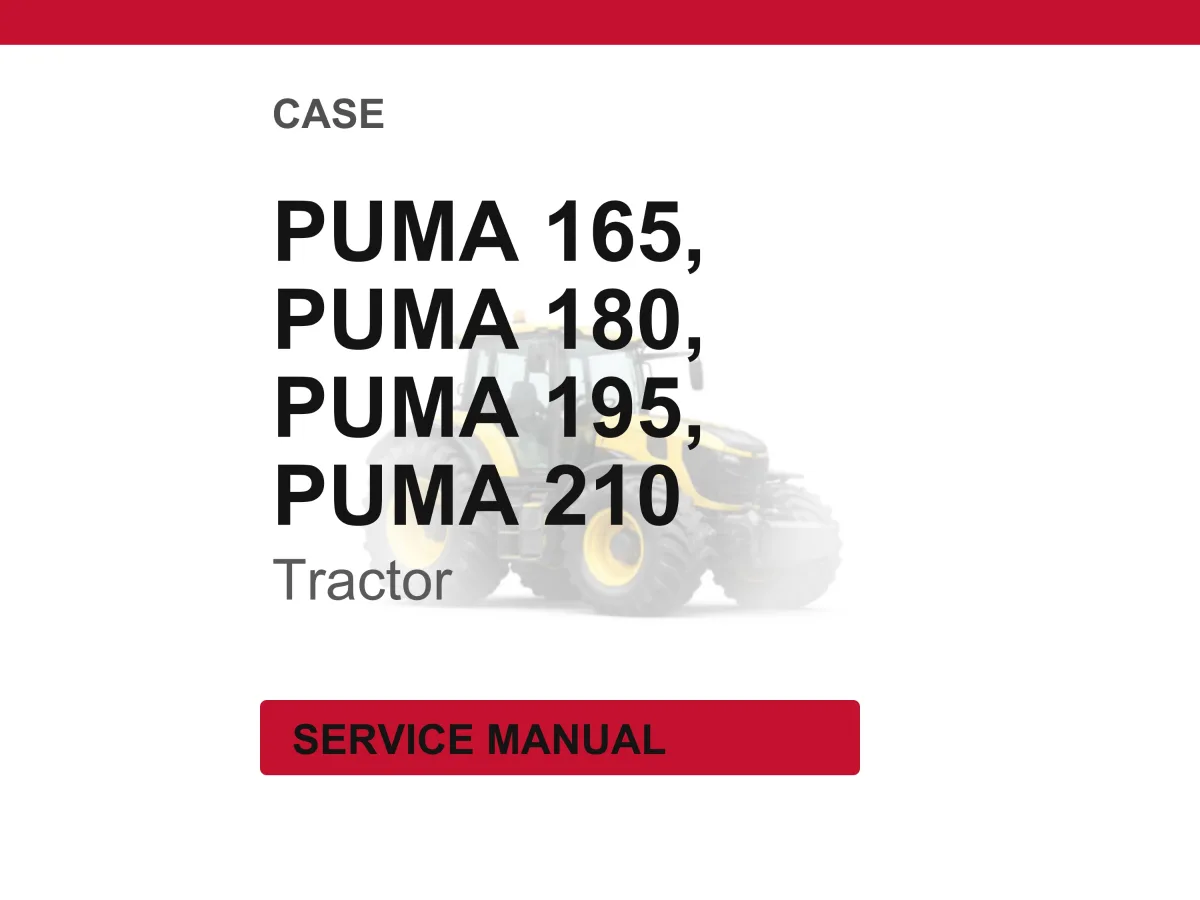 Case IH Puma 165, 180, 195, 210 Multicontroller Tractor Service Manual PDF Download cover