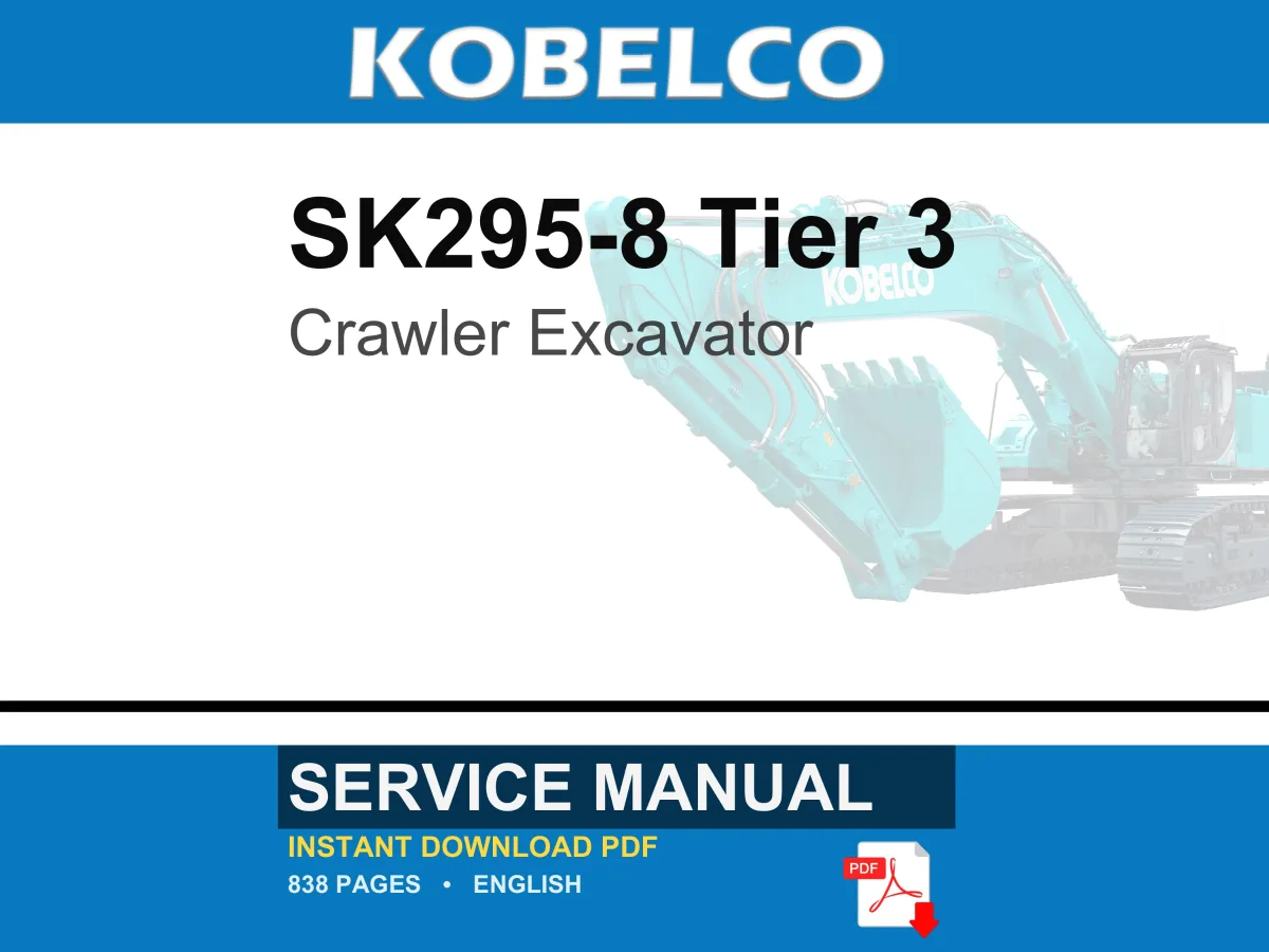 Kobelco SK295-8 Tier 3 Crawler Excavator Service Repair Workshop Manual | Instant PDF Download cover