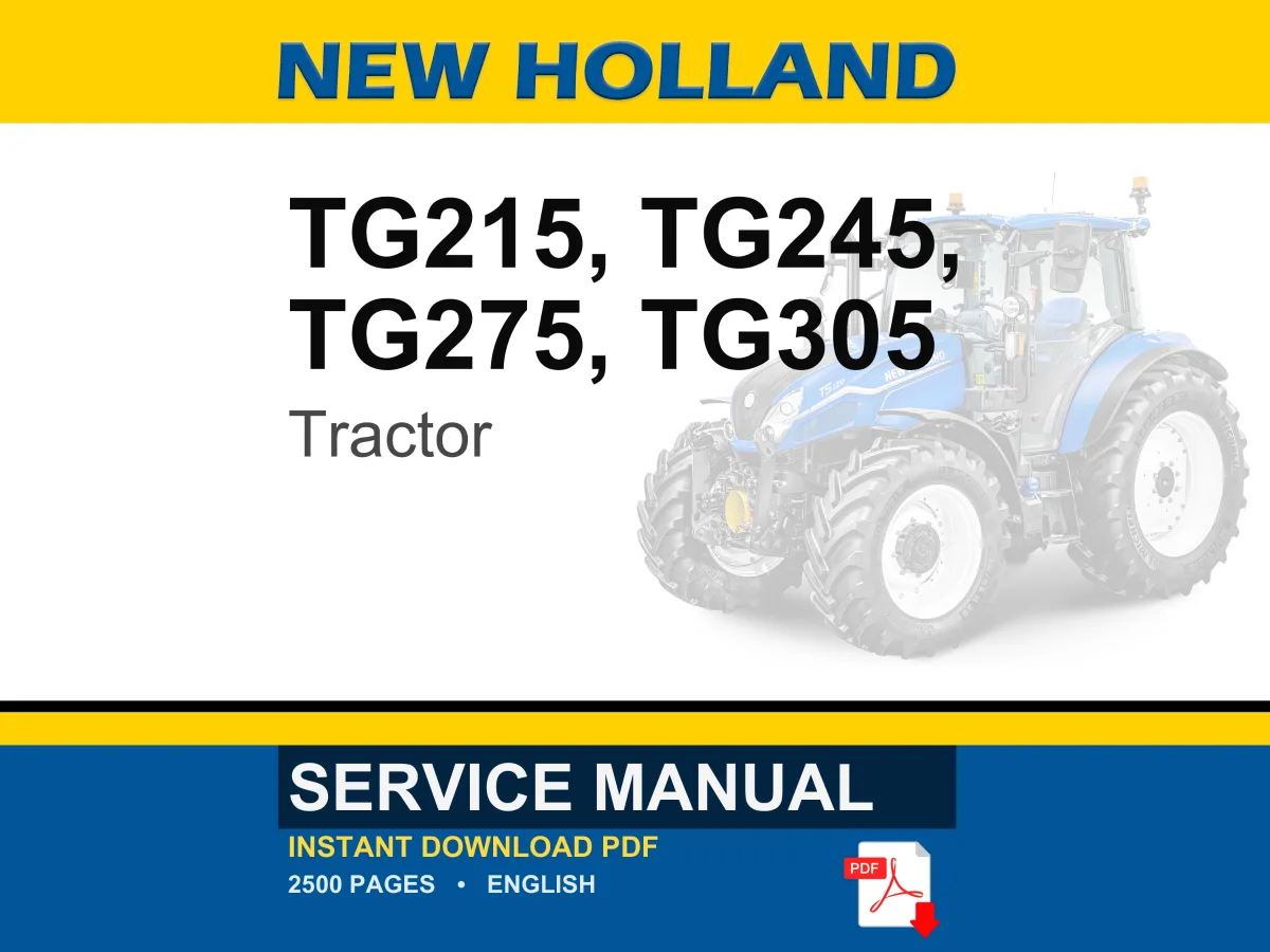 New Holland Tg215, Tg245, TG275, TG305 Tractor Service Repair Workshop Manual | Instant PDF Download cover