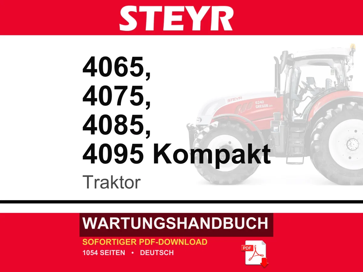 Steyr 4065, 4075, 4085, 4095 Kompakt Traktoren Wartungshandbuch Reparatur Werkstatthandbuch | PDF-Download cover