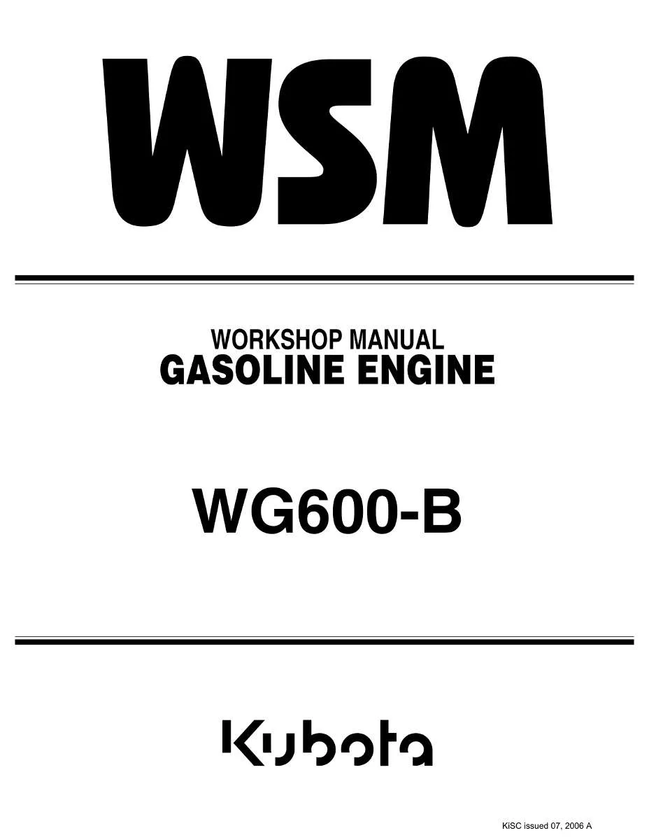 Kubota Gasoline Engine WG600-B Workshop Manual | Instant PDF Download
