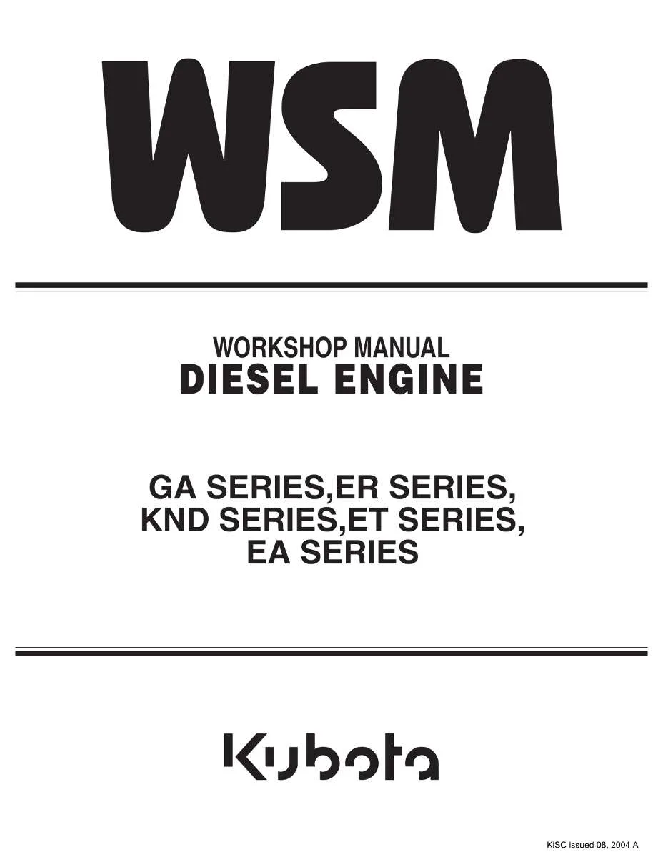 Kubota Diesel Engine Ga Er Knd Et Ea Series Workshop Manual | Instant PDF Download