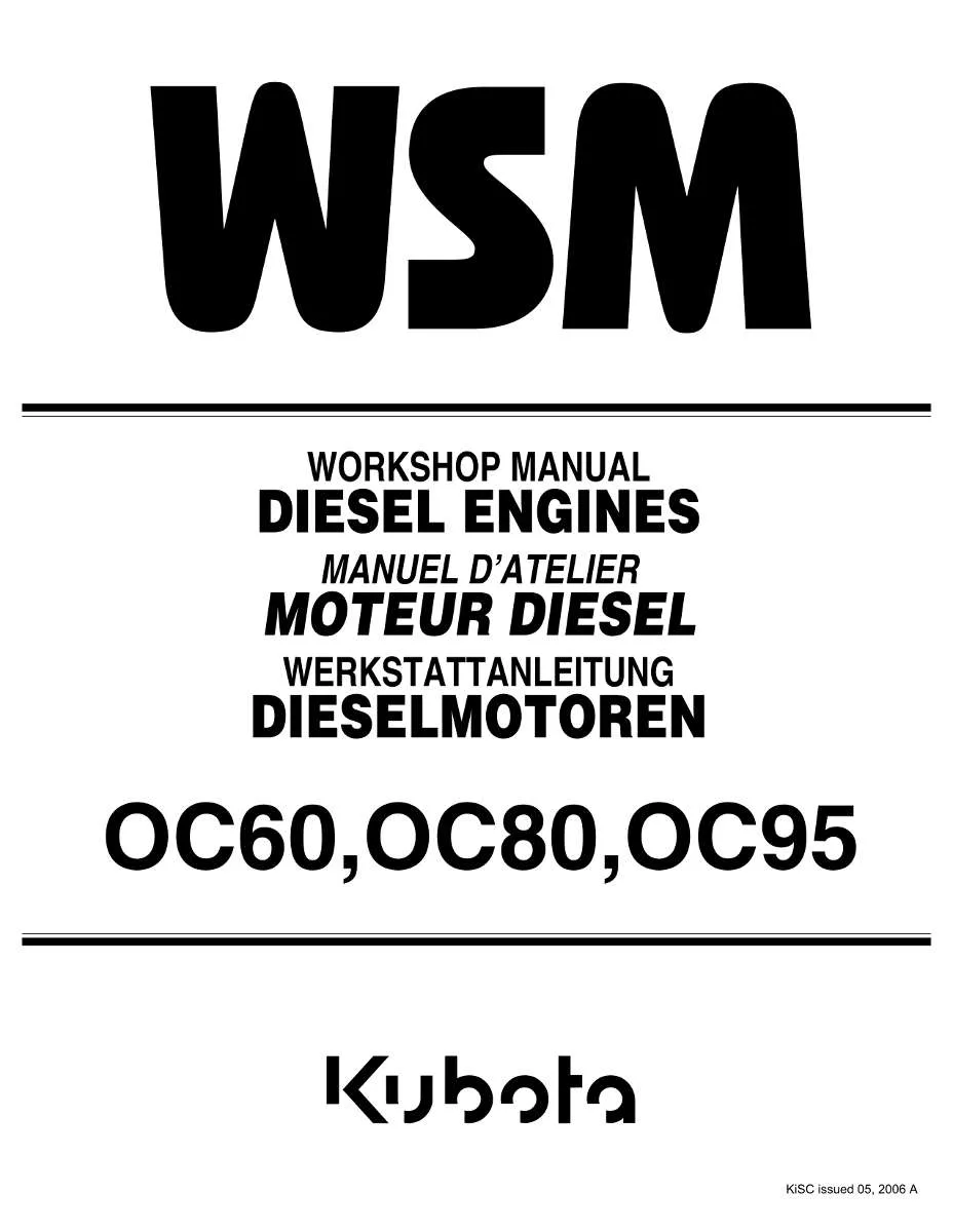 Kubota Diesel Engine OC60,OC80,OC95 Workshop Manual | Instant PDF Download