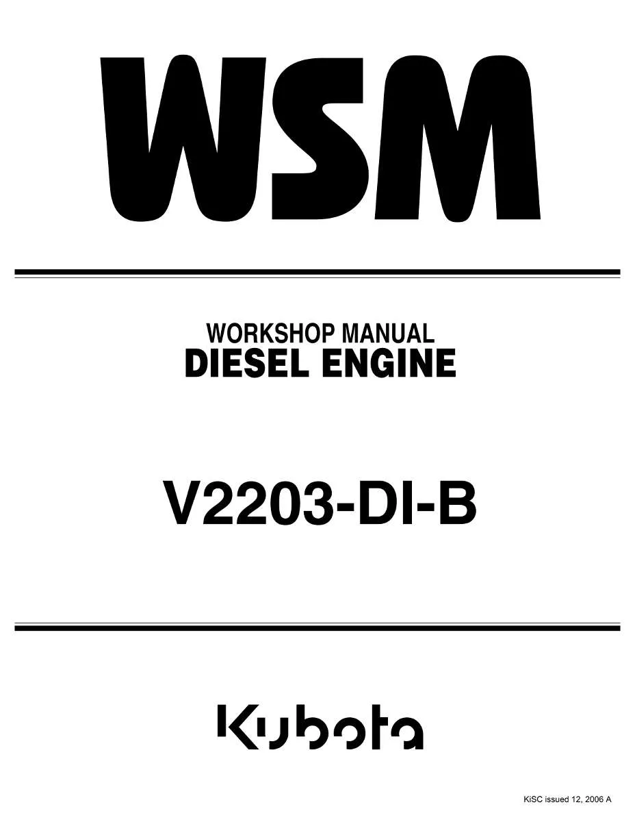 Kubota Diesel Engine V2203-DI-B Workshop Manual | Instant PDF Download