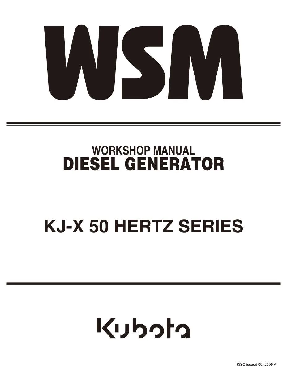 Kubota Diesel Generator KJ-X 50 Hertz Series Workshop Manual | Instant PDF Download