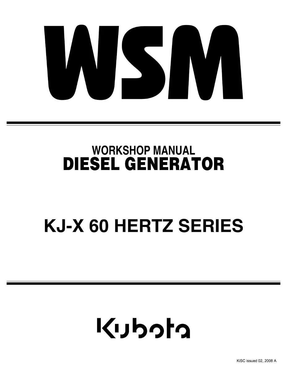 Kubota Diesel Generator KJ-X 60 Hertz Series Workshop Manual | Instant PDF Download