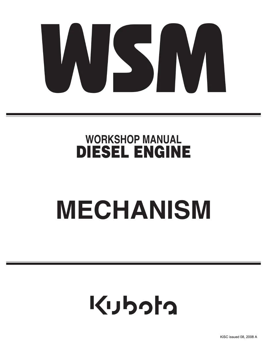 Kubota Diesel Engine Mechanism Workshop Manual | Instant PDF Download