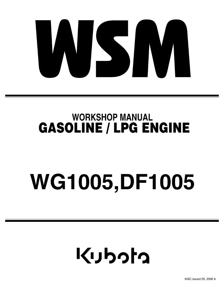 Kubota Gasoline/LPG Engine WG1005, DF1005 Workshop Manual | Instant PDF Download