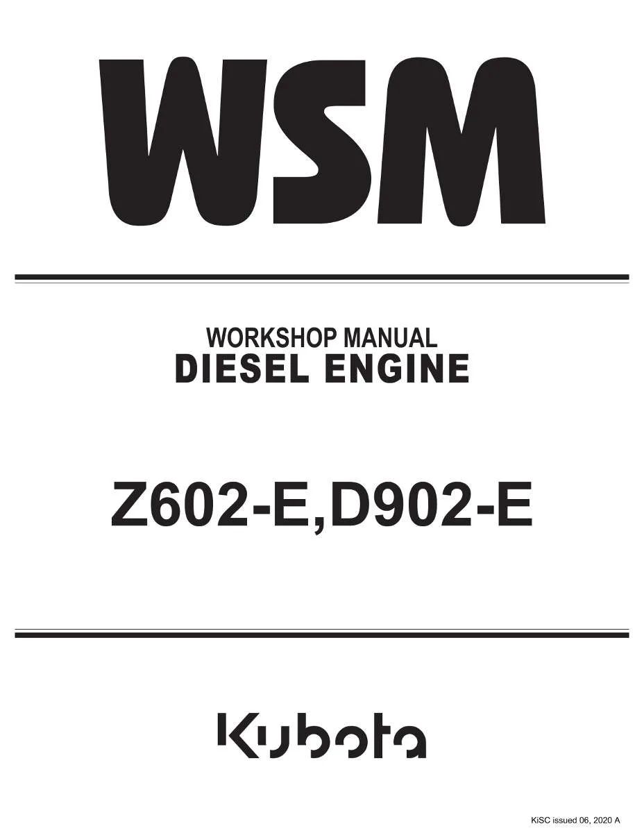 Kubota Diesel Engine Z602-E, D902-E Workshop Manual | Instant PDF Download